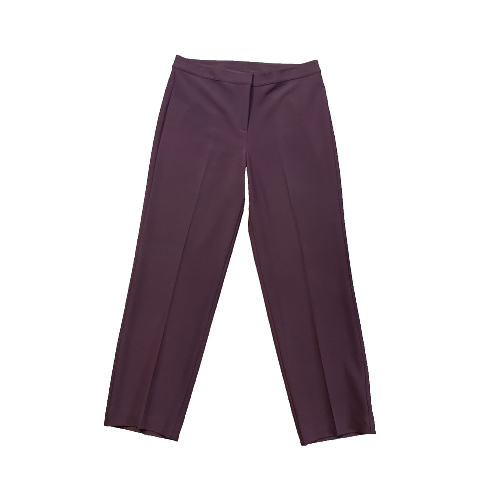 St John Pants Womens 10 Dark Purple Flat Front High Rise Zip Fly Trousers
